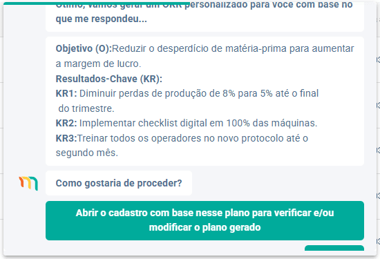 Mentor IA Criando OKRs para a Industria