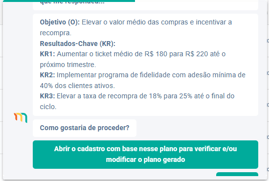 Mentor IA Criando OKRs para o varejo